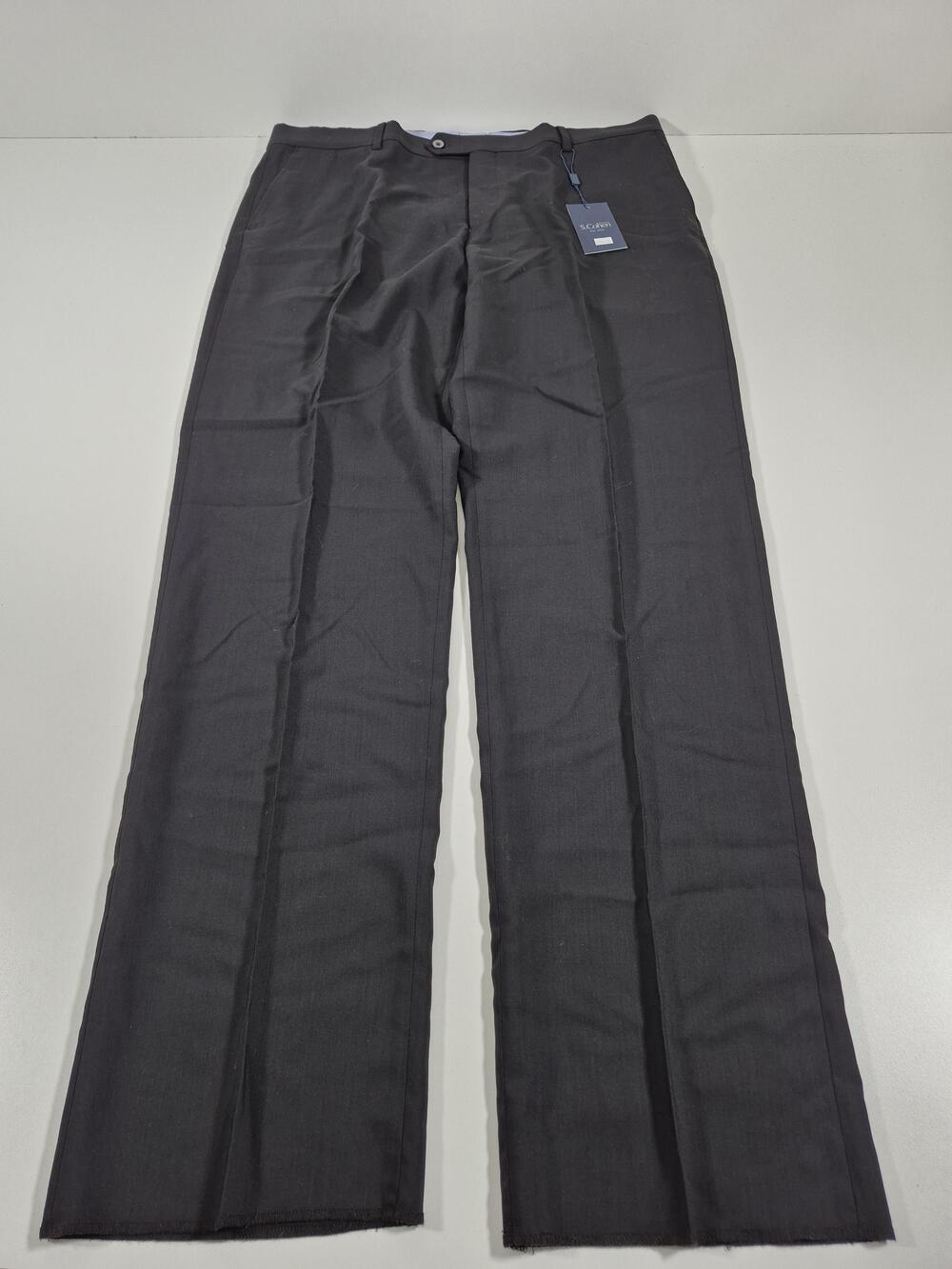 S Cohen Suit Pants Mens 34x36 Black 100% Wool Dress Smart Suit Unhemmed NWT